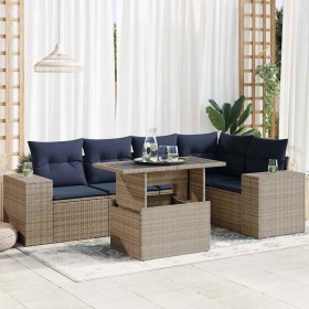 Comprar Set sofás jardín y cojines 6 pzas ratán