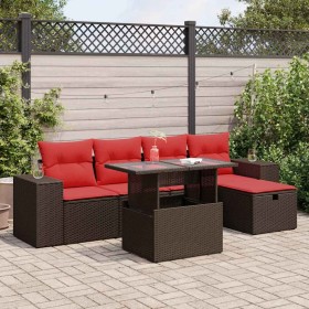 Comprar Set sofás jardín y cojines 6 pzas ratán