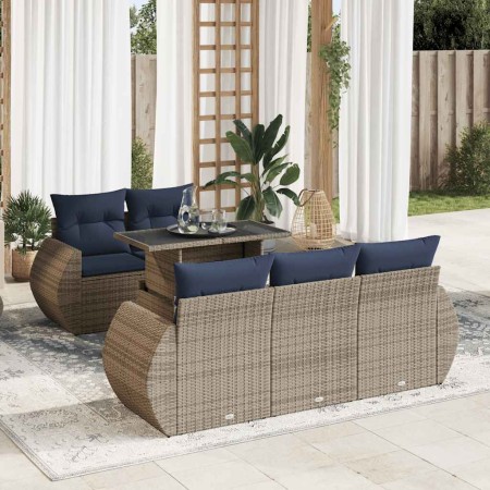 Set sofás jardín y cojines 6 pzas ratán sintético acacia gris | Foro24.es | Tu tienda online para hogar, jardín y más Foro24.es