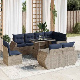 Comprar Set sofás jardín y cojines 9 pzas ratán