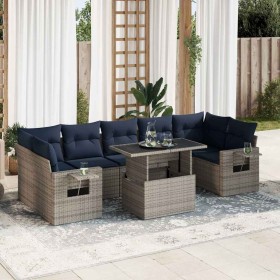 Set sofás jardín y cojines 8 pzas ratán sintético acacia negro de , Conjuntos de jardín - Ref: Foro24-3326442, Precio: 655,98...