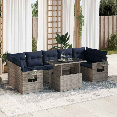 Set sofás jardín y cojines 8 pzas ratán sintético acacia negro de , Conjuntos de jardín - Ref: Foro24-3326442, Precio: 655,98...