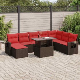 Comprar Set sofás jardín y cojines 9 pzas ratán