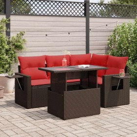 Comprar Set sofás jardín y cojines 5 pzas ratán