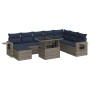 Set sofás jardín y cojines 9 pzas ratán sintético acacia gris de , Conjuntos de jardín - Ref: Foro24-3326532, Precio: 697,76 ...