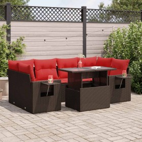 Comprar Set sofás jardín y cojines 7 pzas ratán