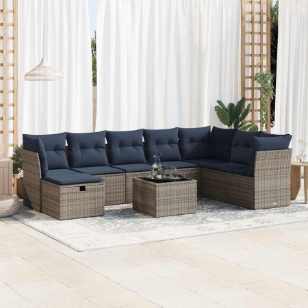 Set de sofás de jardín con cojines 9 pzas ratán sintético gris de , Conjuntos de jardín - Ref: Foro24-3325347, Precio: 650,96...