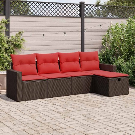 Set comedor de jardín 5 piezas y cojines ratán sintético marrón de , Conjuntos de jardín - Ref: Foro24-3325370, Precio: 352,9...