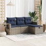 Set de sofás de jardín 4 pzas y cojines ratán sintético gris de , Conjuntos de jardín - Ref: Foro24-3325457, Precio: 305,48 €...