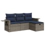 Set de sofás de jardín 4 pzas y cojines ratán sintético gris de , Conjuntos de jardín - Ref: Foro24-3325457, Precio: 305,48 €...