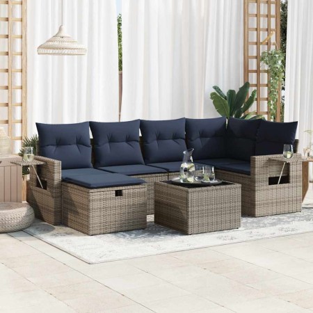 Set de sofás de jardín 7 pzas con cojines ratán sintético gris de , Conjuntos de jardín - Ref: Foro24-3325497, Precio: 511,98...