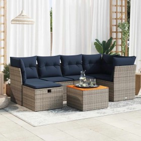 Set de sofás de jardín 7 pzas con cojines ratán sintético gris de , Conjuntos de jardín - Ref: Foro24-3325764, Precio: 501,02...