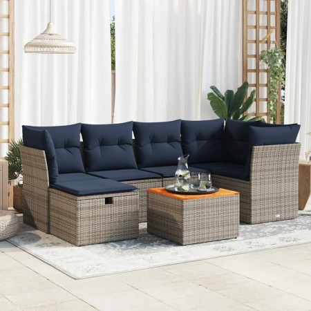Set de sofás de jardín 7 pzas con cojines ratán sintético gris de , Conjuntos de jardín - Ref: Foro24-3325764, Precio: 501,02...