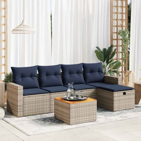 Set de muebles de jardín 6 pzas y cojines ratán sintético gris de , Conjuntos de jardín - Ref: Foro24-3325785, Precio: 401,61...