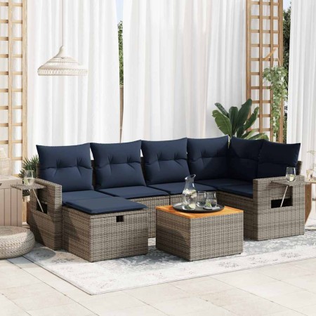 Set de sofás de jardín 7 pzas con cojines ratán sintético gris de , Conjuntos de jardín - Ref: Foro24-3325820, Precio: 497,72...