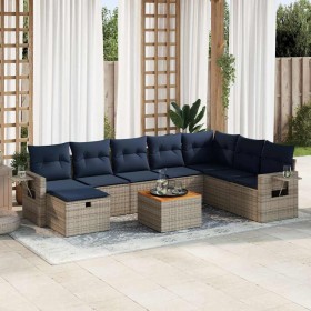 Set de sofás de jardín con cojines 9 pzas ratán sintético gris de , Conjuntos de jardín - Ref: Foro24-3325834, Precio: 631,60...