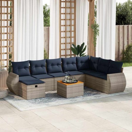 Set de sofás de jardín con cojines 9 pzas ratán sintético gris | Foro24.es | Tu tienda online para hogar, jardín y más Foro24.es