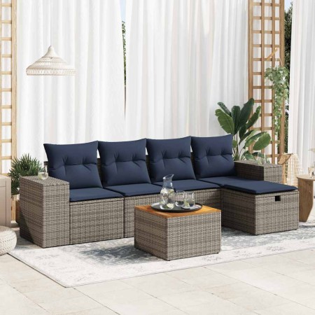 Set de muebles de jardín 6 pzas y cojines ratán sintético gris | Foro24.es | Tu tienda online para hogar, jardín y más Foro24.es