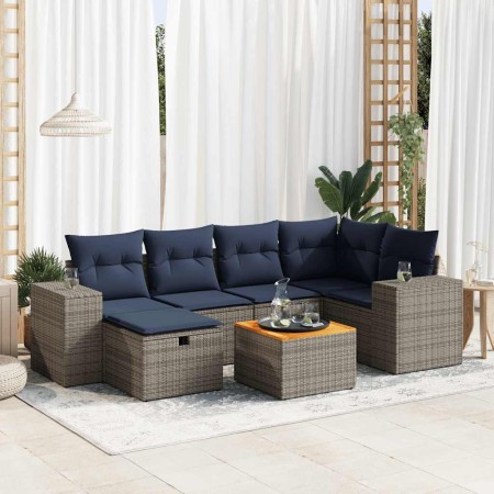 Set de sofás de jardín 7 pzas con cojines ratán sintético gris | Foro24.es | Tu tienda online para hogar, jardín y más Foro24.es