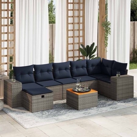 Set de sofás de jardín y cojines 8 piezas ratán sintético gris | Foro24.es | Tu tienda online para hogar, jardín y más Foro24.es