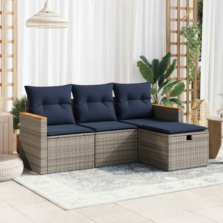 Set de sofás de jardín 4 pzas y cojines ratán sintético gris | Foro24.es | Tu tienda online para hogar, jardín y más Foro24.es