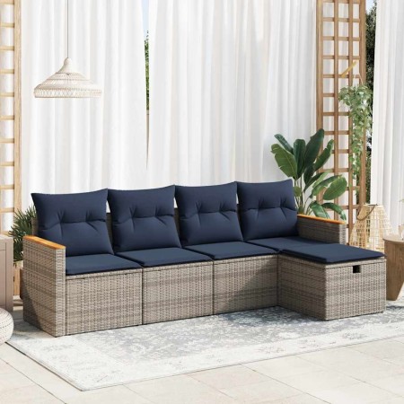 Juego de sofás jardín con cojines 5 pzas ratán sintético gris | Foro24.es | Tu tienda online para hogar, jardín y más Foro24.es