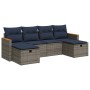Set de muebles de jardín 6 pzas y cojines ratán sintético gris | Foro24.es | Tu tienda online para hogar, jardín y más Foro24.es