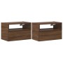 Mesitas de noche de pared 2 uds color marrón roble 45x26x28,5cm de , Mesitas de noche - Ref: Foro24-858609, Precio: 75,29 €, ...