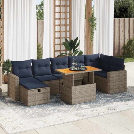 Juego Sofá Jardín 8 Piezas con Cojines Marrón Poli Ratán Acacia de , Conjuntos de jardín - Ref: Foro24-3328013, Precio: 600,9...