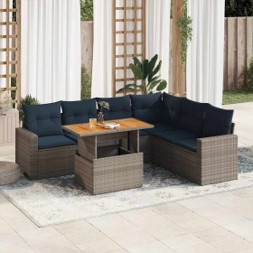Set de sofás de jardín 7 pzas con cojines ratán sintético gris de , Conjuntos de jardín - Ref: Foro24-3327050, Precio: 552,53...
