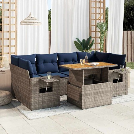 Set de sofás de jardín 7 pzas con cojines ratán sintético gris de , Conjuntos de jardín - Ref: Foro24-3327120, Precio: 575,42...