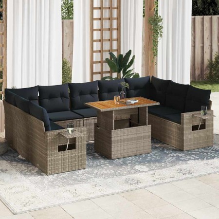 Set de sofás de jardín y cojines 10 pzas ratán sintético gris de , Conjuntos de jardín - Ref: Foro24-3327197, Precio: 791,17 ...