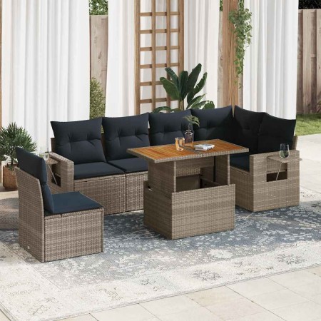 Set de sofás de jardín 7 pzas con cojines ratán sintético gris de , Conjuntos de jardín - Ref: Foro24-3327162, Precio: 560,82...