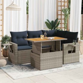 Juego de sofás jardín con cojines 5 pzas ratán sintético gris de , Conjuntos de jardín - Ref: Foro24-3327148, Precio: 425,76 ...