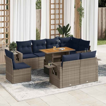 Set de sofás de jardín con cojines 9 pzas ratán sintético gris de , Conjuntos de jardín - Ref: Foro24-3327169, Precio: 728,73...
