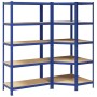 Juego de 2 estantes de 5 niveles acero azul y madera industrial de , Estanterías industriales - Ref: Foro24-3307613, Precio: ...