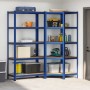 Juego de 2 estantes de 5 niveles acero azul y madera industrial de , Estanterías industriales - Ref: Foro24-3307613, Precio: ...