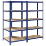 Juego de 2 estantes de 5 niveles acero azul y madera industrial de , Estanterías industriales - Ref: Foro24-3307613, Precio: ...