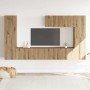 Muebles de TV de pared 7 uds madera ingeniería roble artesanal de , Muebles TV - Ref: Foro24-3328980, Precio: 269,19 €, Descu...
