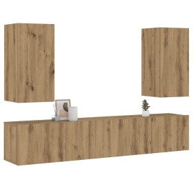Muebles de TV de pared 4 uds madera ingeniería roble artesanal de , Muebles TV - Ref: Foro24-3328982, Precio: 159,99 €, Descu...