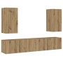 Muebles de TV de pared 4 uds madera ingeniería roble artesanal de , Muebles TV - Ref: Foro24-3328982, Precio: 159,99 €, Descu...