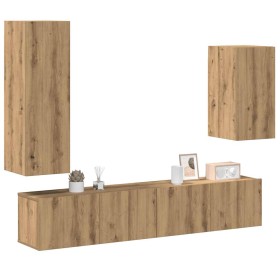 Mueble para TV de pared madera contrachapada artesanal 4 piezas de , Muebles TV - Ref: Foro24-3329152, Precio: 174,58 €, Desc...