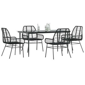 Juego de comedor jardín 5 piezas ratán sintético vidrio negro de , Conjuntos de jardín - Ref: Foro24-3334439, Precio: 375,62 ...