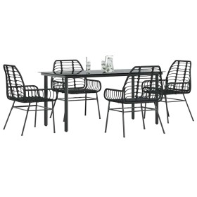 Juego de comedor jardín 5 piezas ratán sintético vidrio negro de , Conjuntos de jardín - Ref: Foro24-3334537, Precio: 356,87 ...