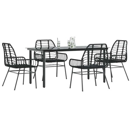 Juego de comedor jardín 5 piezas ratán sintético vidrio negro de , Conjuntos de jardín - Ref: Foro24-3334537, Precio: 356,87 ...