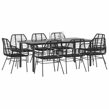 Juego de comedor jardín 9 piezas ratán polivinílico negro de , Conjuntos de jardín - Ref: Foro24-3334540, Precio: 640,88 €, D...
