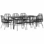 Juego de comedor jardín 9 piezas ratán polivinílico negro de , Conjuntos de jardín - Ref: Foro24-3334540, Precio: 640,88 €, D...