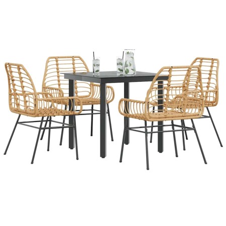 Juego de comedor jardín 5 piezas ratán sintético marrón de , Conjuntos de jardín - Ref: Foro24-3334542, Precio: 321,78 €, Des...