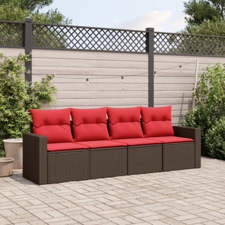 Set de sofás de jardín 4 pzas y cojines ratán sintético marrón de , Sofás modulares de exterior - Ref: Foro24-3251021, Precio...