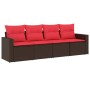 Set de sofás de jardín 4 pzas y cojines ratán sintético marrón de , Sofás modulares de exterior - Ref: Foro24-3251021, Precio...